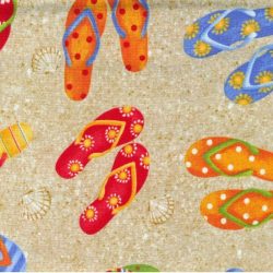 Aussie flip flops on the sand fun fabric